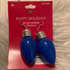 Blue light bulb earrings